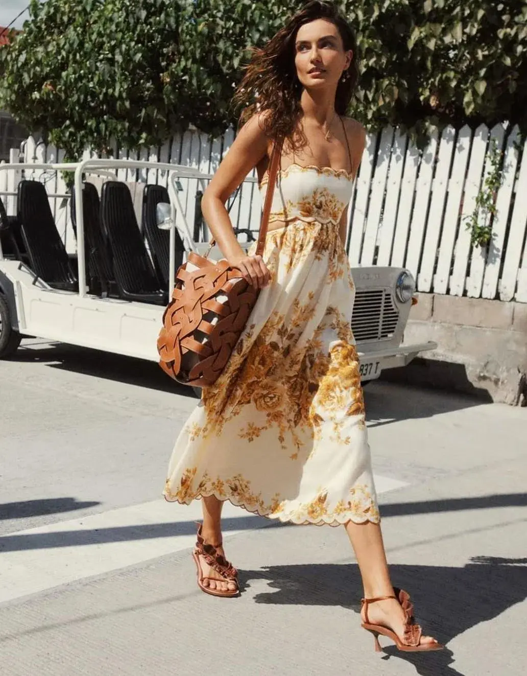 Zimmermann Aliane Scallop Midi Dress in Amber Floral Size 0P / AU 4 - 6 - Image 3