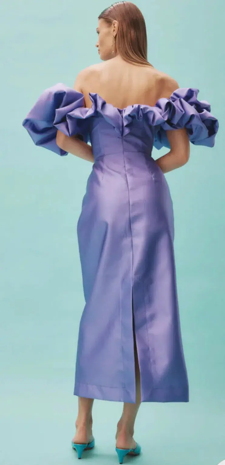 Alemais Suzi Off Shoulder Midi Dress Violet Size 10 - Image 2