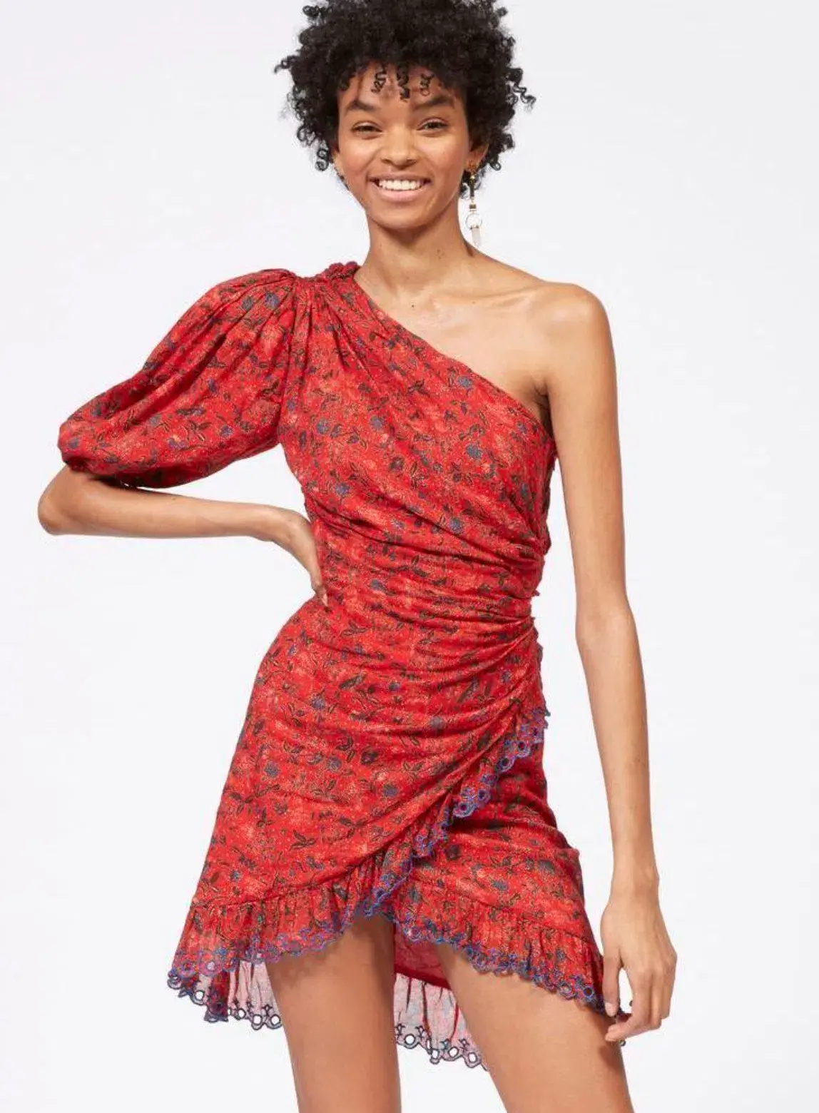 Isabel Marant Etoile Esther One Shoulder Mini Dress Red Size 6  - Image 3