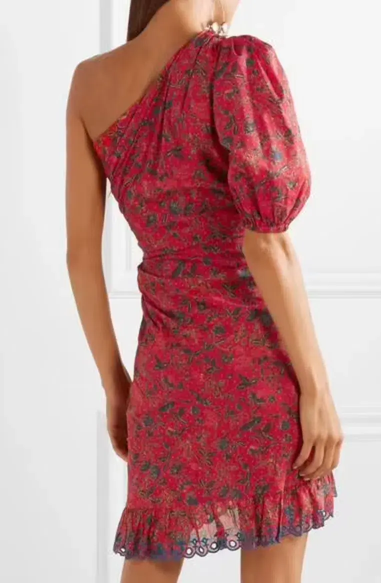 Isabel Marant Etoile Esther One Shoulder Mini Dress Red Size 6  - Image 2