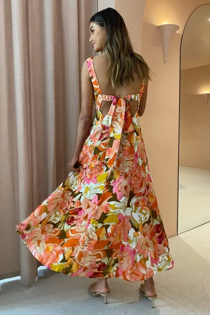 Acler Tate Midi Dress In Pink Bouquet Size 10 !ALTERED STRAPLESS! - Image 2