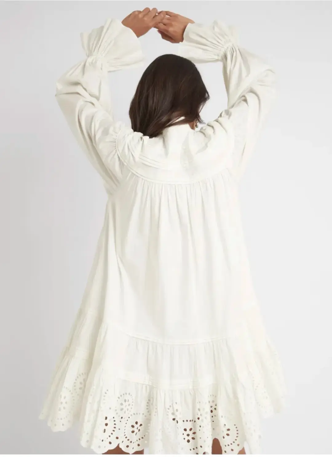 Aje Salita Longsleeve Broderie Smock Dress Ivory Size 10 for rent on The Volte - main image