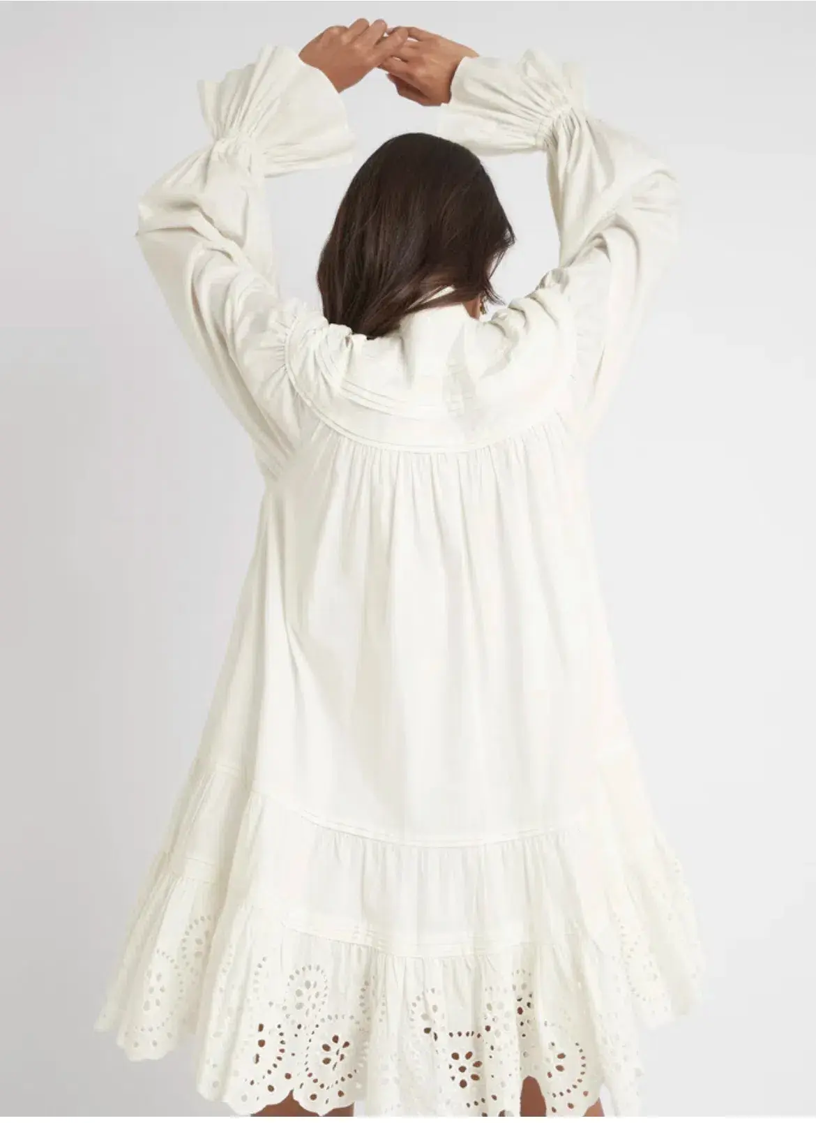 Aje Salita Longsleeve Broderie Smock Dress Ivory Size 10 - Image 7