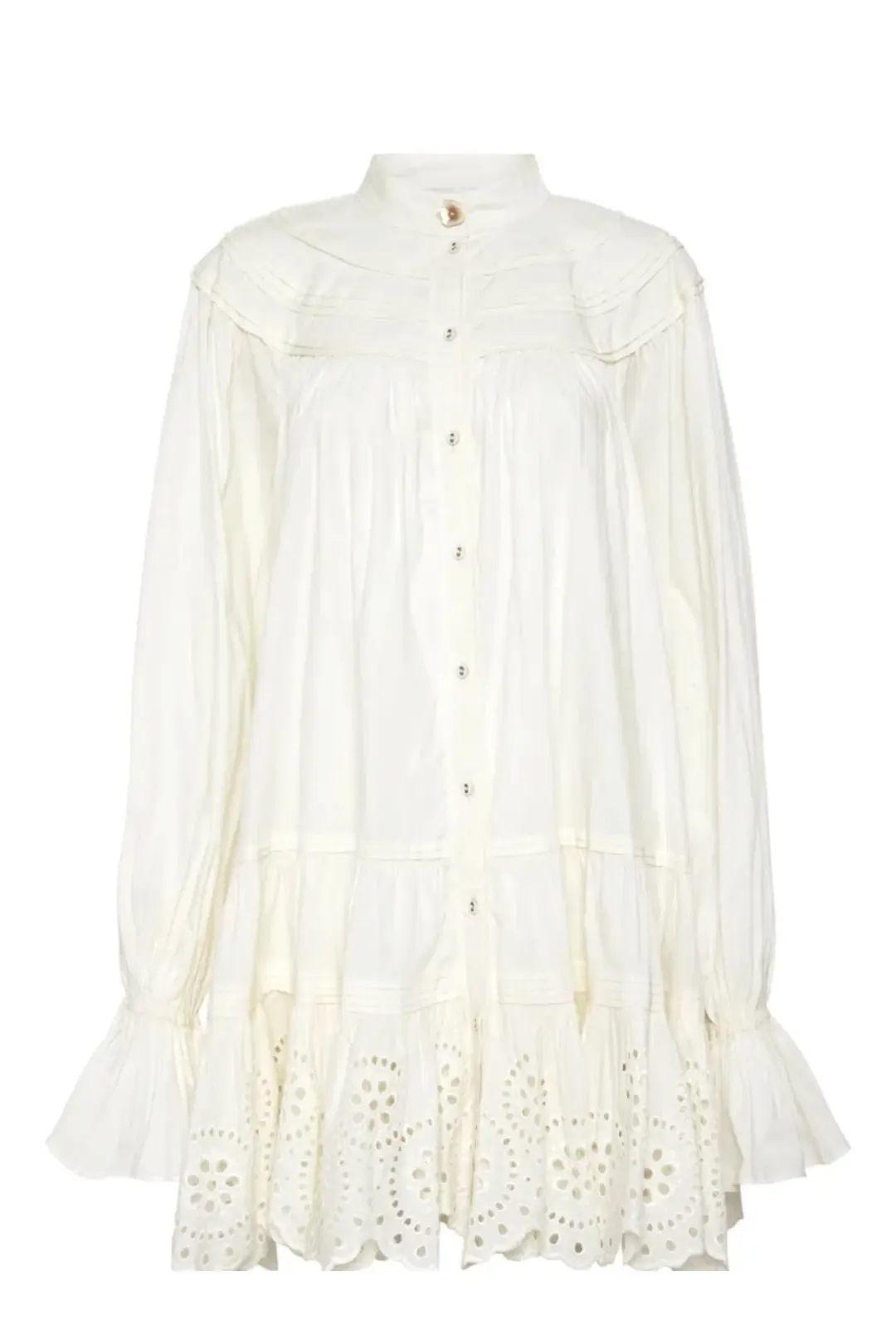 Aje Salita Longsleeve Broderie Smock Dress Ivory Size 10 for rent on The Volte - main image