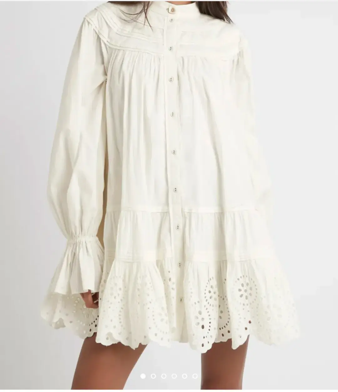 Aje Salita Longsleeve Broderie Smock Dress Ivory Size 10 for rent on The Volte - main image