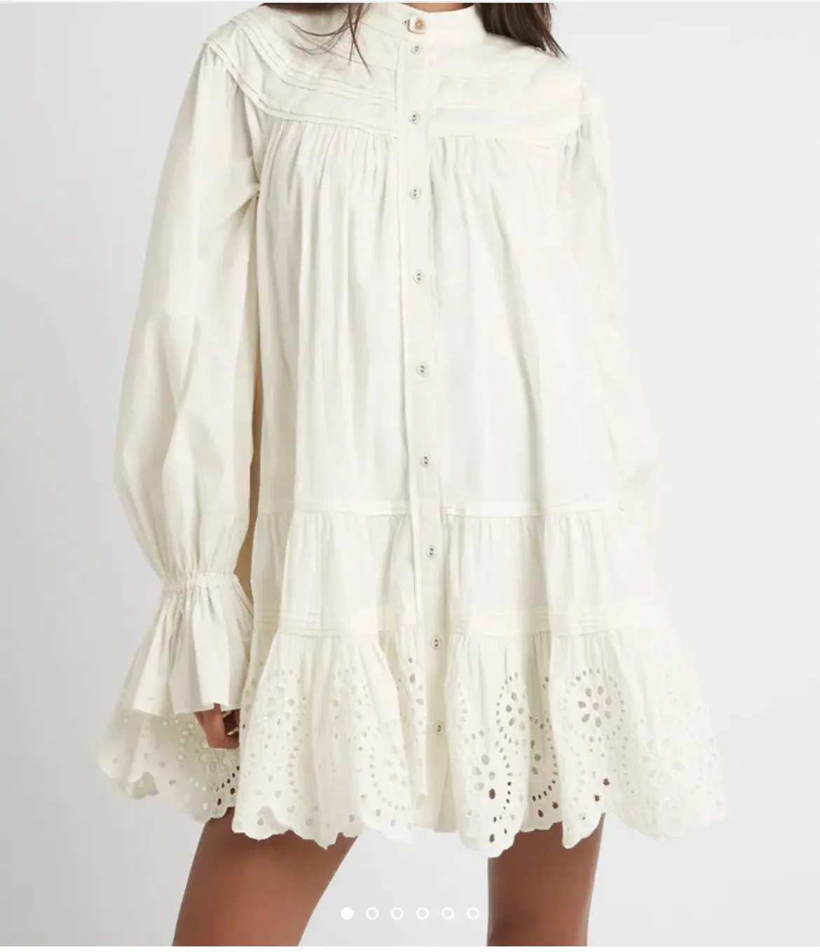 Aje Salita Longsleeve Broderie Smock Dress Ivory Size 10 - Image 3