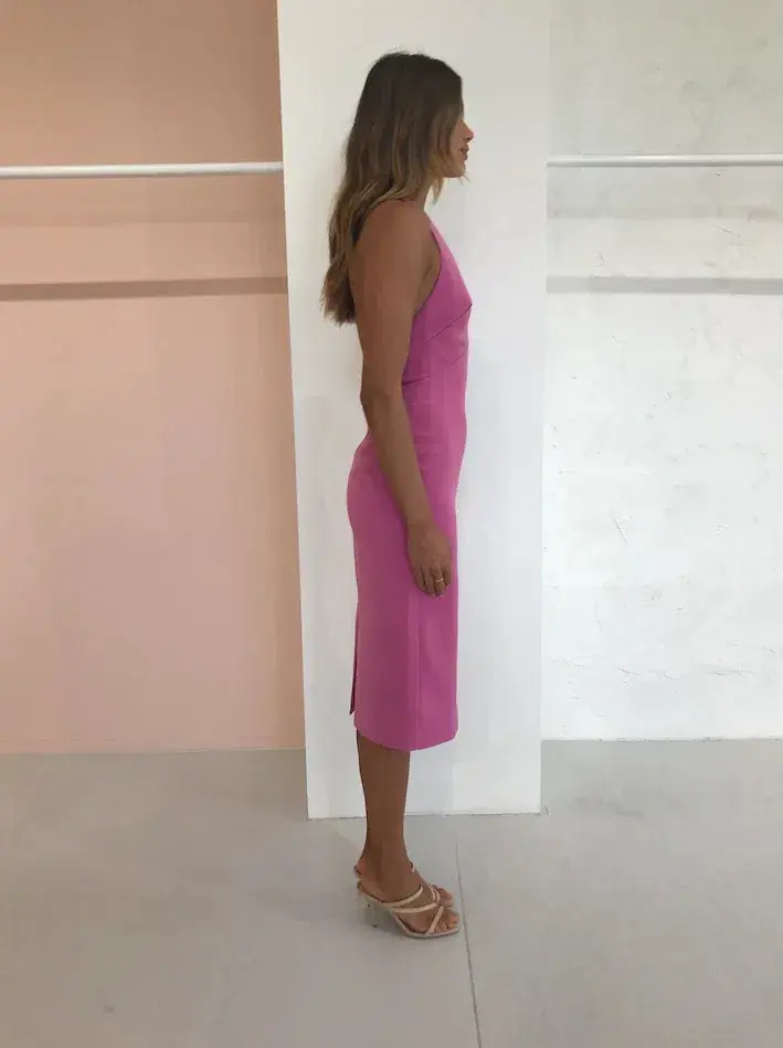 By Johnny String T-back Plunge Midi Dress Pink Size Au 10 - Image 3