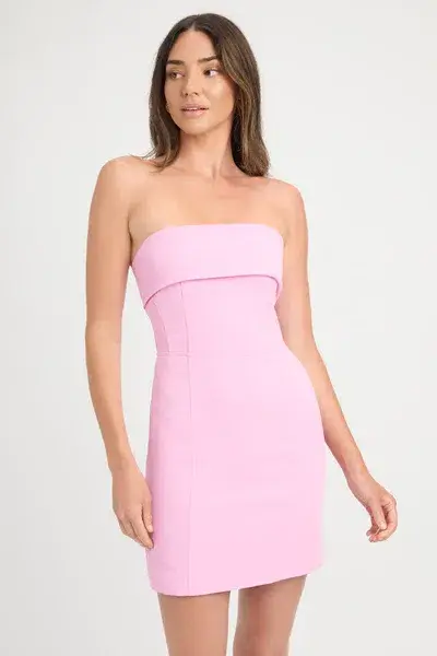 Kookai Oyster Strapless Mini Dress Pink Size 10 for rent on The Volte - main image