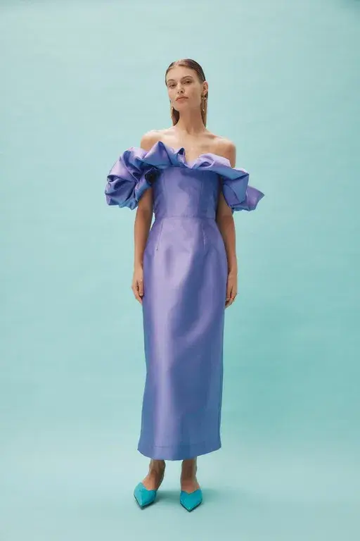 Alemais Suzi Off Shoulder Midi Dress Purple Size 8 - Image 1