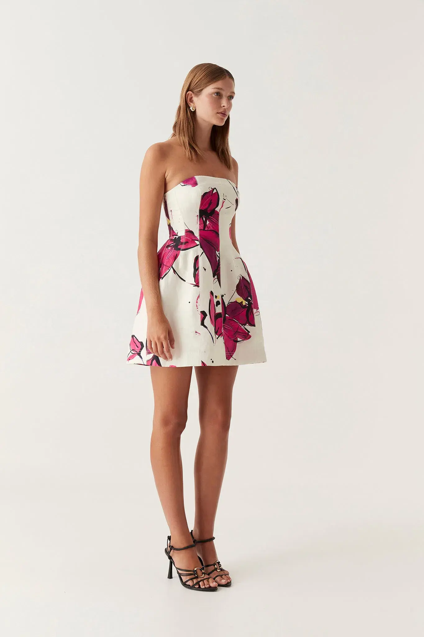AJE Baret Strapless Mini Dress Falling Florals Size 8 - Image 1