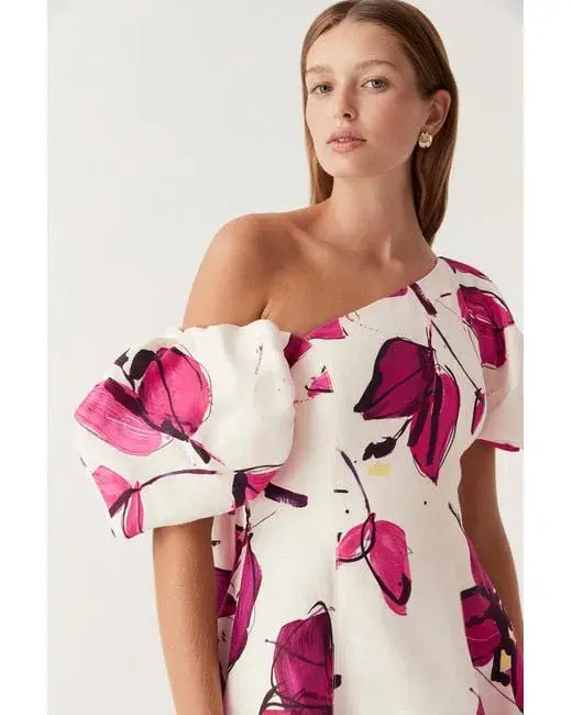 AJE Arista Tulip Sleeve Midi Dress Falling Floral Size 10 - Image 3
