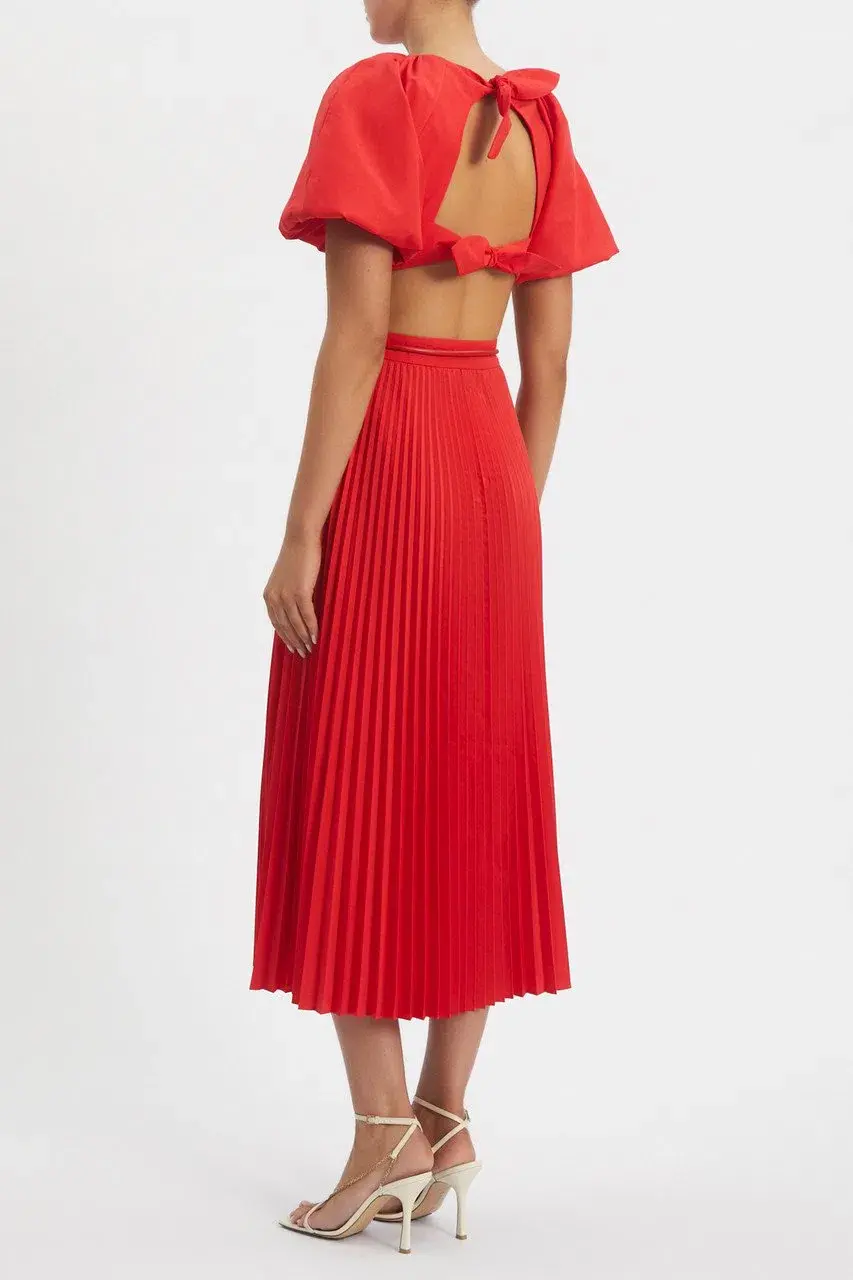Rebecca Vallance Magdalena Open-back Satin Midi Dress Red Size 14 - Image 3