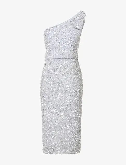 Rachel Gilbert Kara Sequin Embellished Belted Midi Dress In Blue Size 14 - Image 3