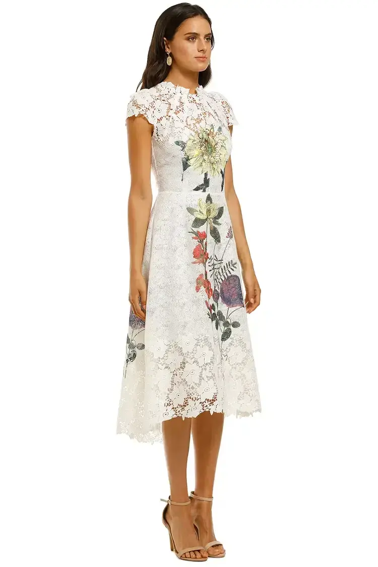 Moss and Spy Fleur Dress  Ivory Print Size 12 for rent on The Volte - main image