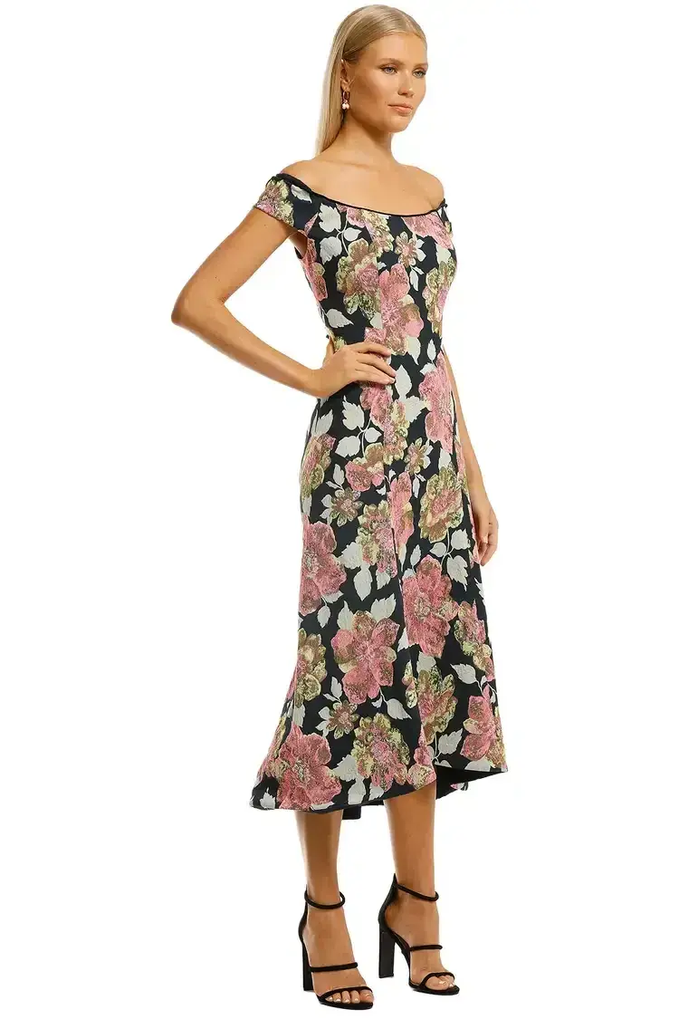 Moss and Spy Beatrice Midi A Line Dress Floral Multi Print Size 8 - Image 2