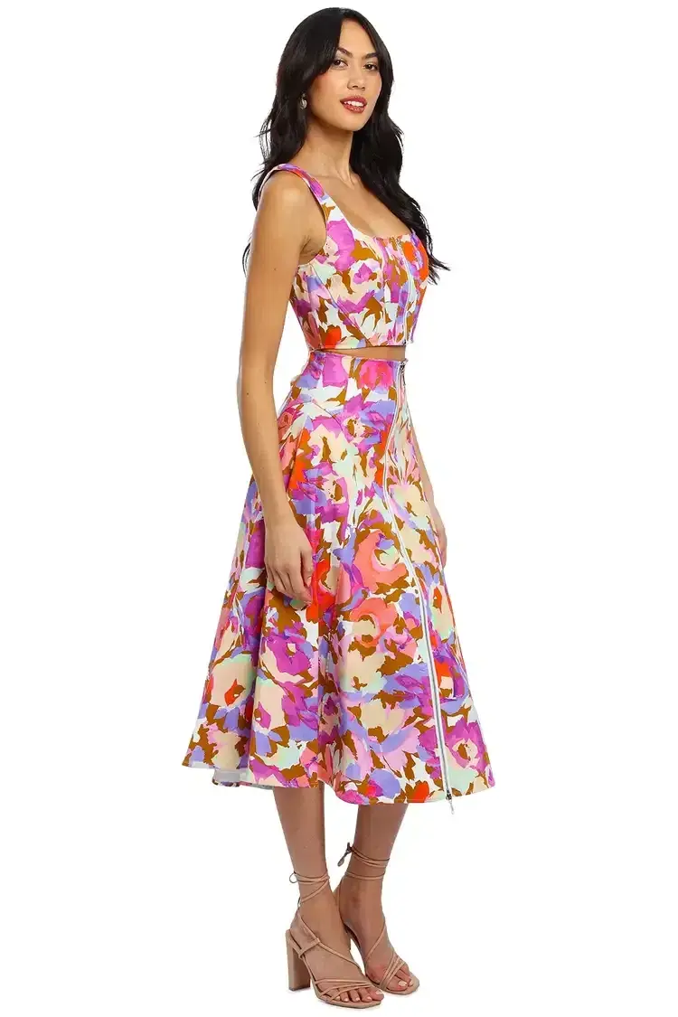 Nicholas Dawn Top and Dasia Skirt Set Abstract Floral Multi Print Size 12 - Image 1
