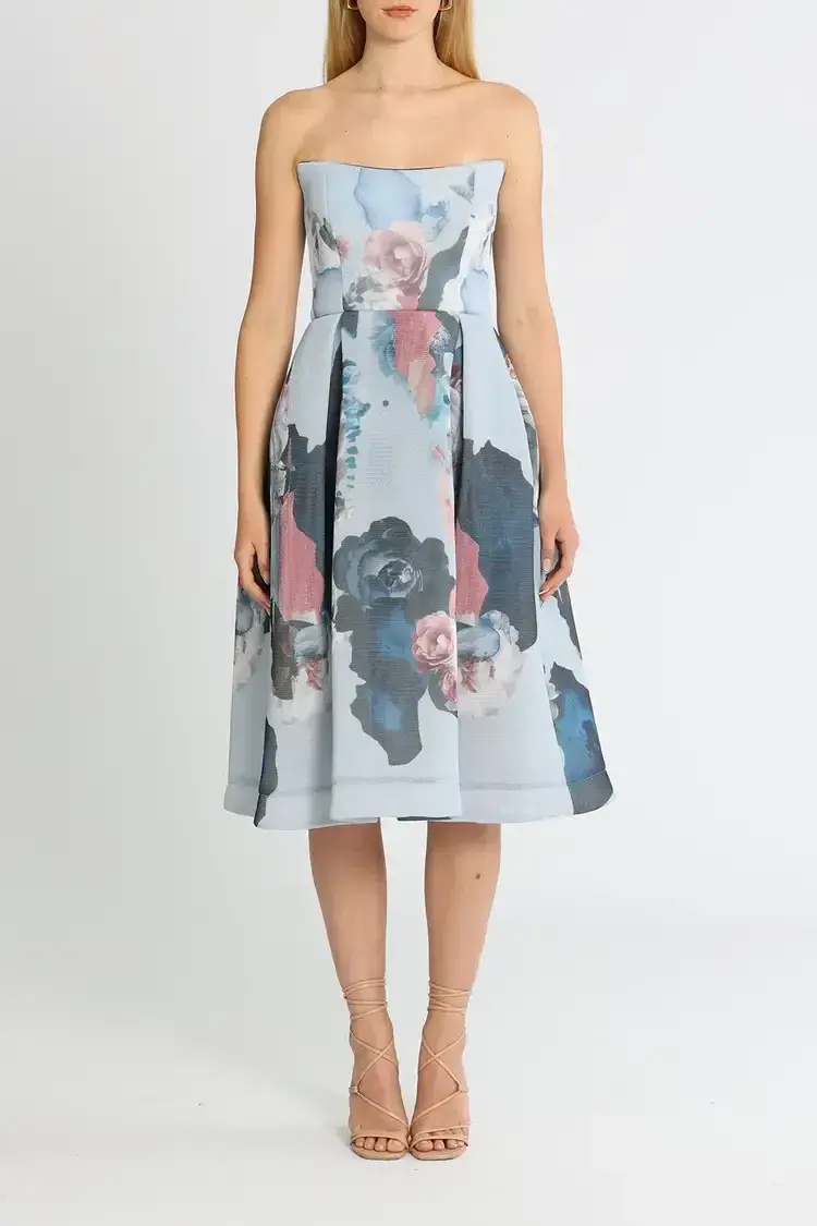 Nicholas Floral Mesh Ball Dress Print Size 10 - Image 1