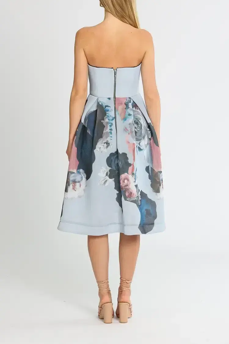 Nicholas Floral Mesh Ball Dress Print Size 10 - Image 3