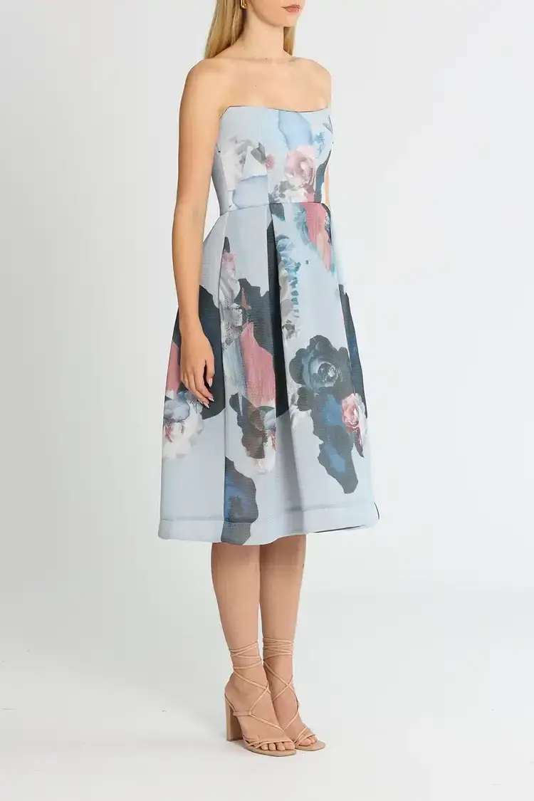 Nicholas Floral Mesh Ball Dress Print Size 10 - Image 2