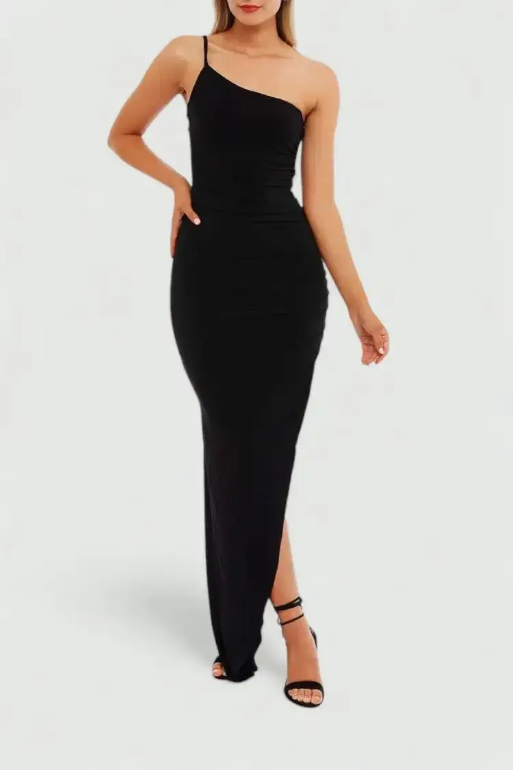 Nookie Aria One Shoulder Gown Black Size 8 - Image 1