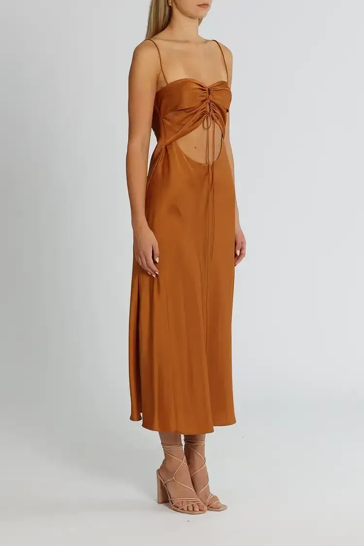 Clea Estelle Slip Dress Copper Brown Size 8 - Image 2