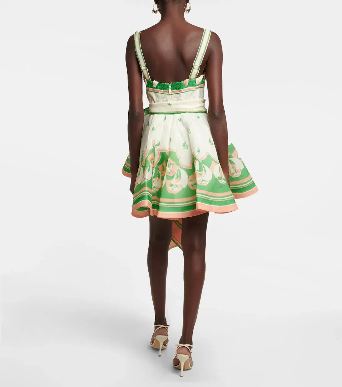 Zimmermann High Tide Eyelet Mini Dress Green Sailboats Size 0p / Au 6 - Image 2