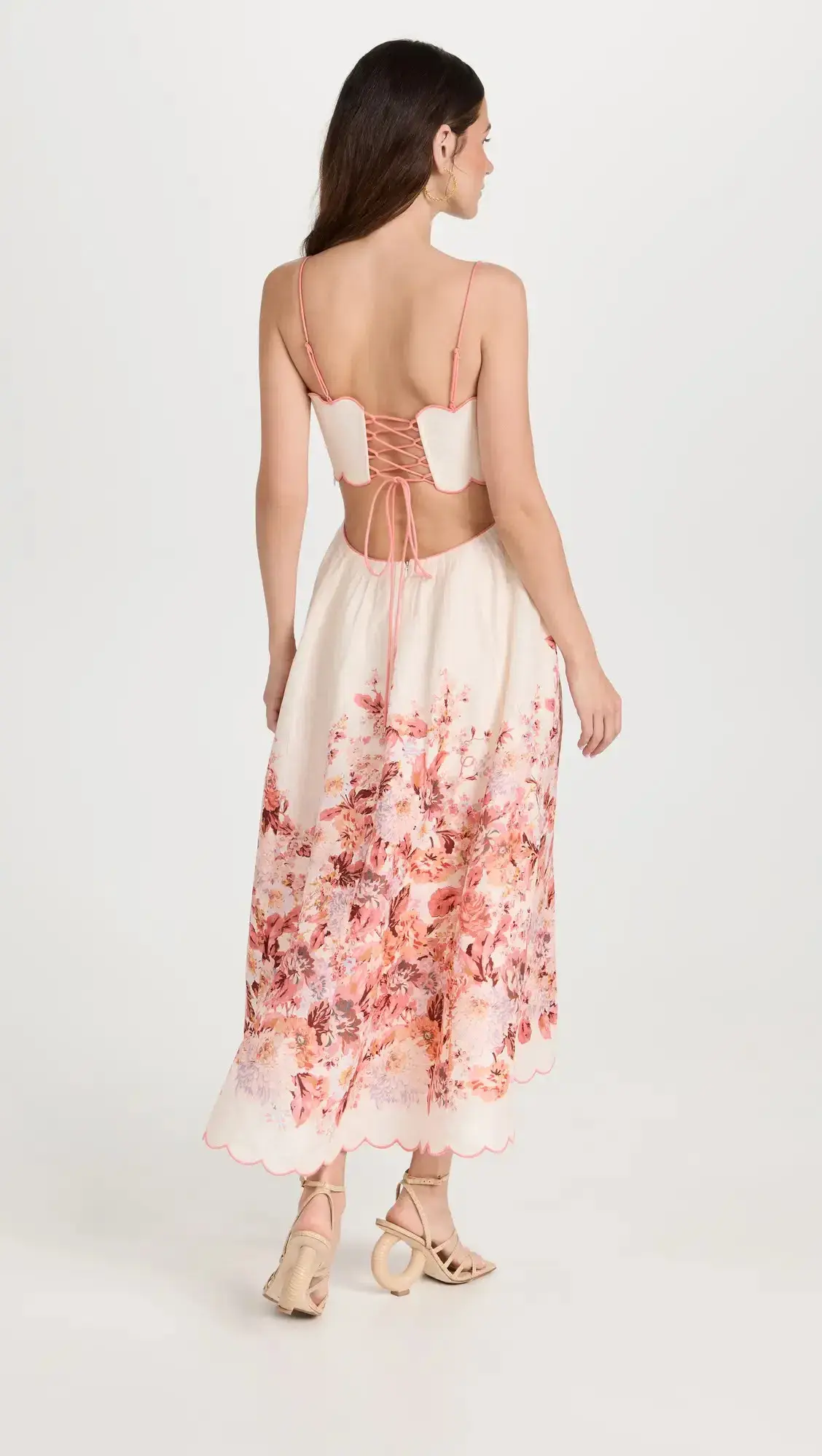 Zimmermann Devi Scallop Midi Dress in Cream Floral Size 0 / AU 8 - Image 2