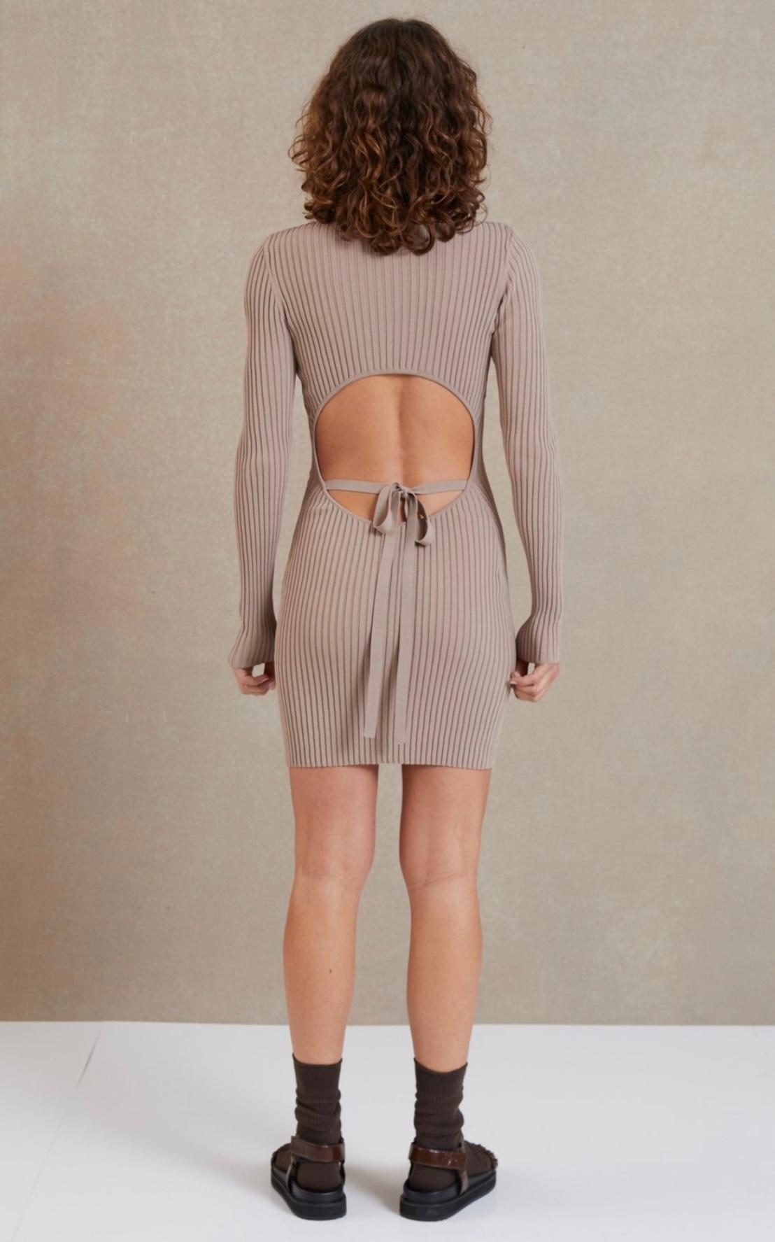 Bec & Bridge Lyla Knit Long Sleeve Mini Dress Fawn Size 8 - Image 2