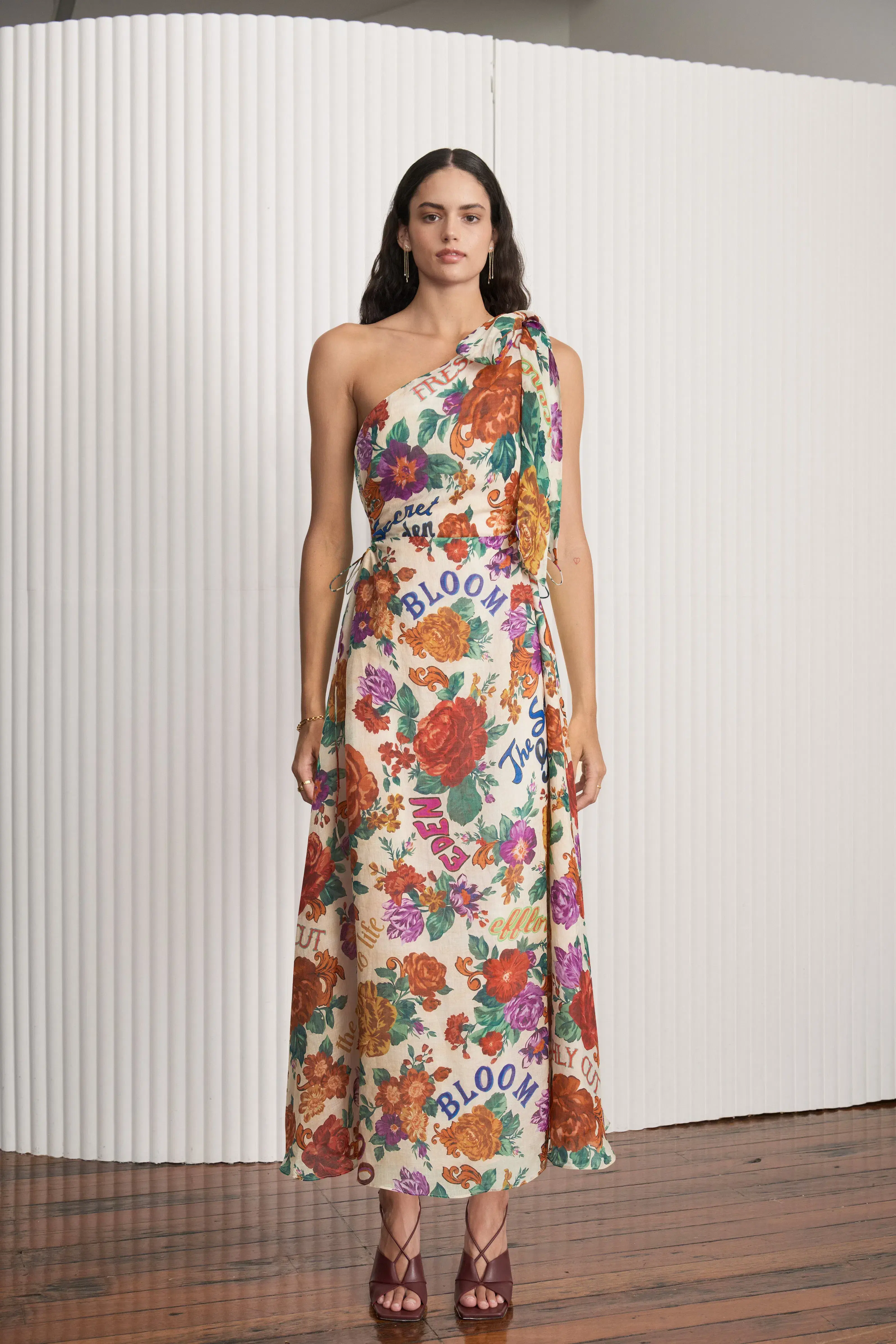 Kate Ford Palermo Tie Cut Midi Dress Floral Size 10 - Image 1
