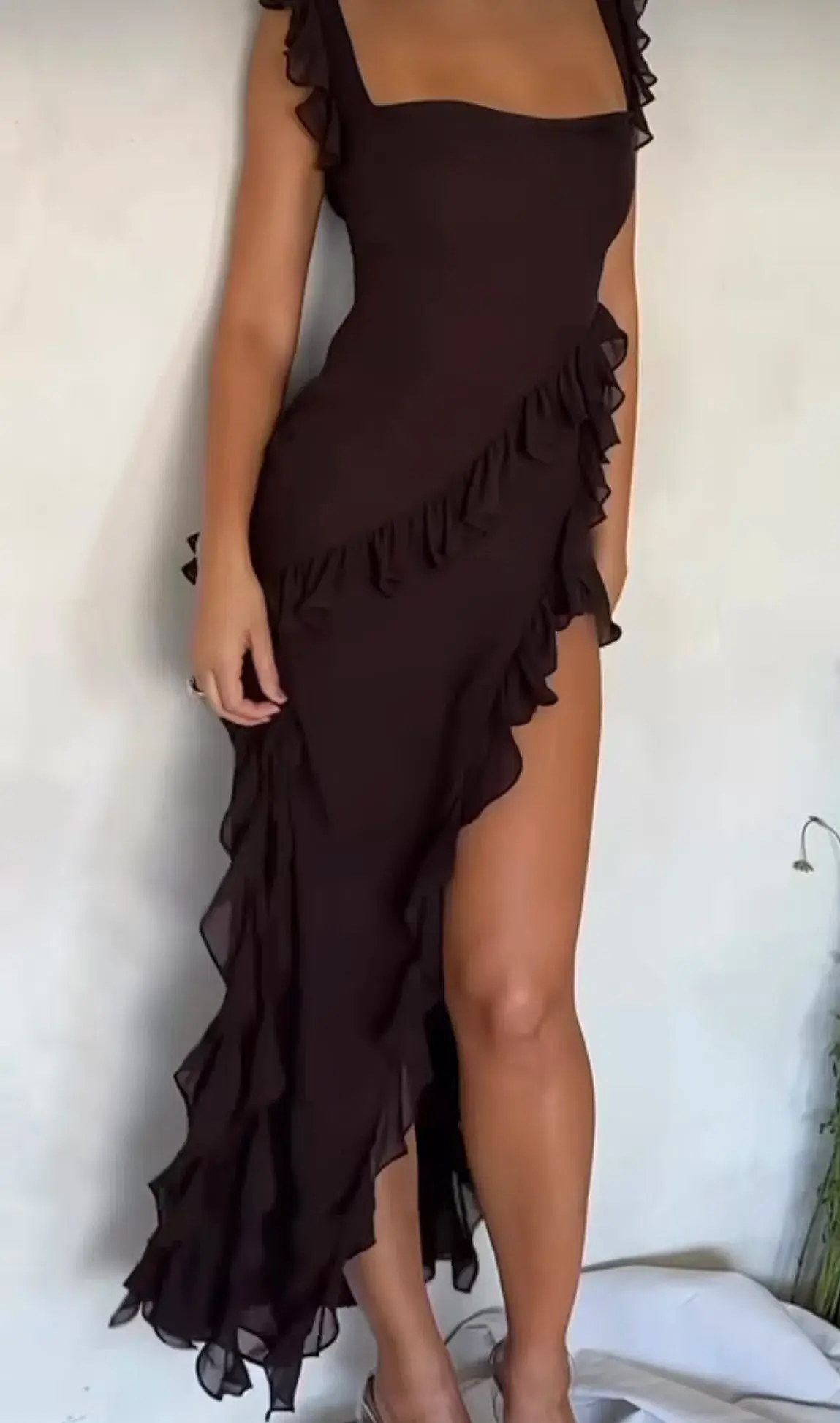 House Of CB Ariela Ruffle Maxi Dress Brown Size XS / AU 6 - Image 6