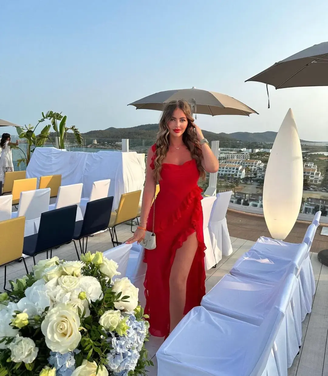 House Of CB Ariela Ruffle Maxi Dress Red Size XS / AU 6 for rent on The Volte - main image