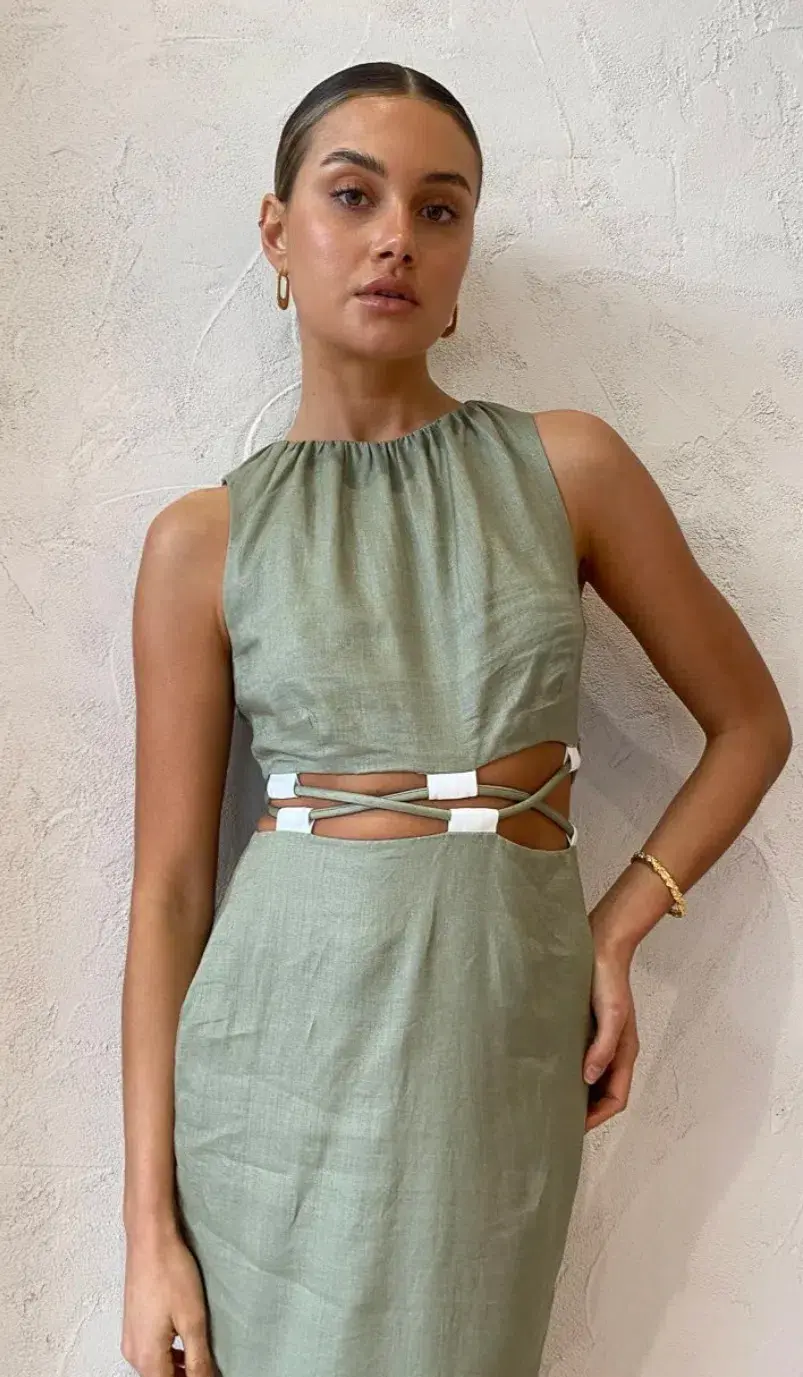 Sir The Label Mayra Deconstructed Maxi Dress Green Size 8 - Image 4