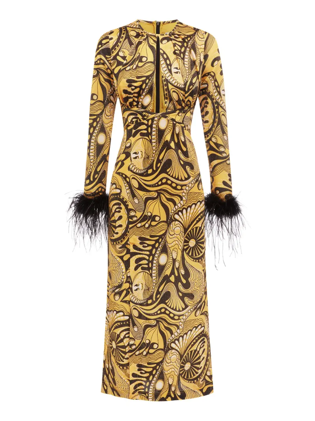 Alice McCall Gold Dust Feathers Midi Dress Multi Size 8 AU  for rent on The Volte - main image