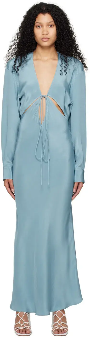 Christopher Esber Triquetra V Neck Dress Blue Size 6 - Image 2