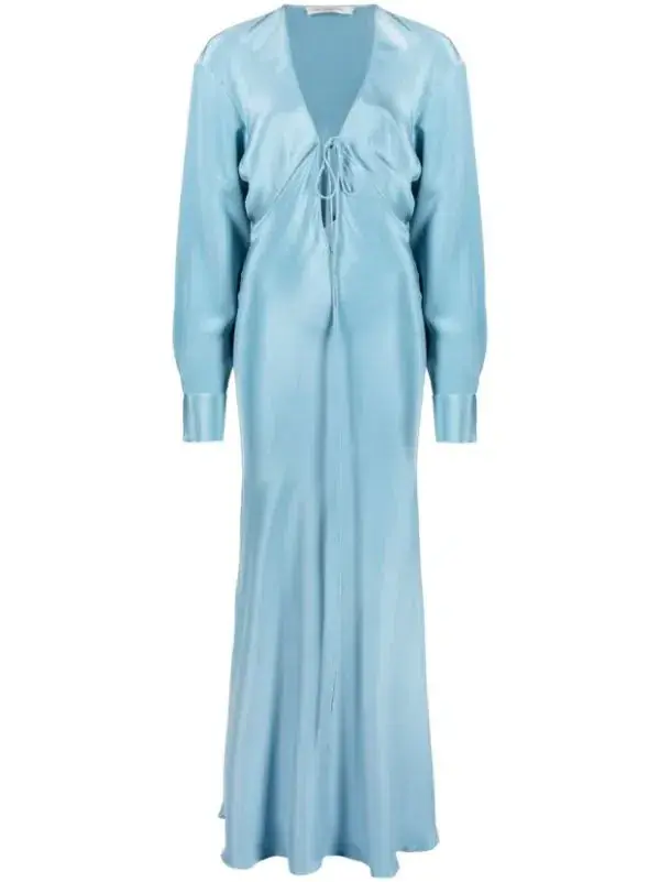 Christopher Esber Triquetra V Neck Dress Blue Size 6 - Image 4