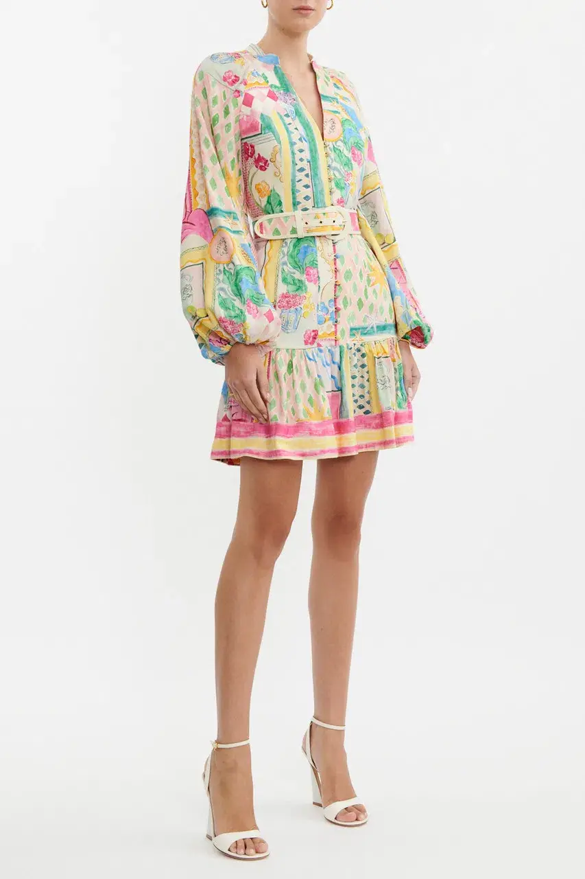 Rebecca Vallance Le Mur Rose Mini Dress Multi Floral Size 16 - Image 1