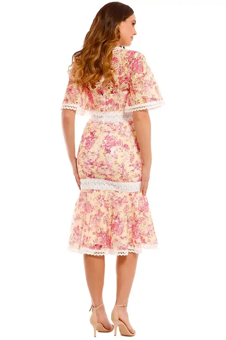 Talulah Vienna Midi Lace Dress Floral Size S/ AU 8  - Image 3