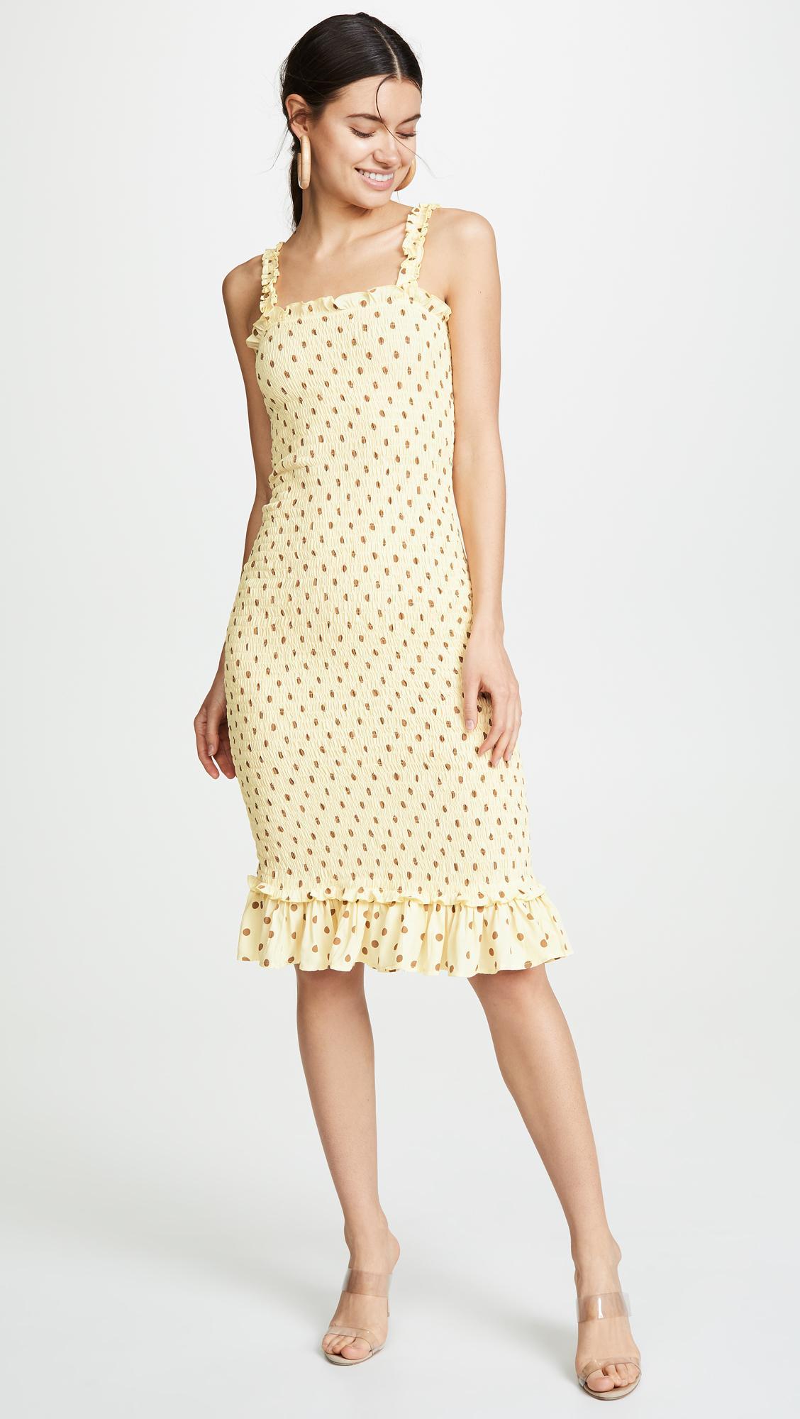 Faithfull The Brand Nadine Midi Yellow Dress Size 6 - Image 4