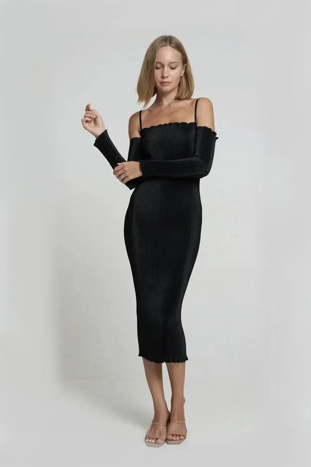 L'idée Le Cocktail Midi Dress in Noir/Black Size 12 - Image 1