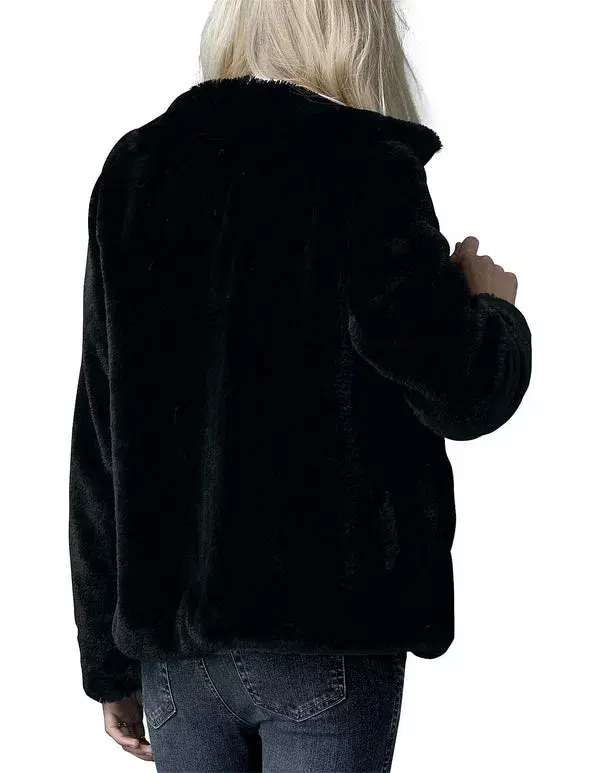Ena Pelly Lizzie Faux Fur Jacket in Black | Medium (AU 10) - Image 2