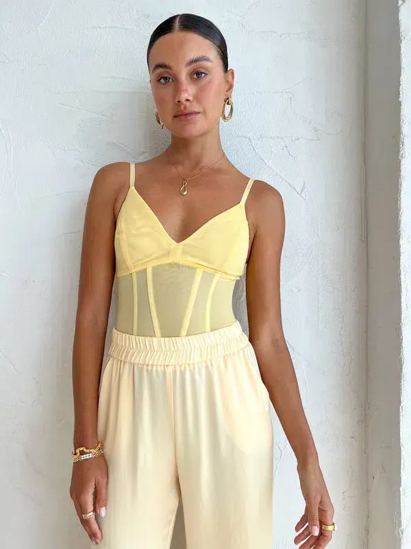 Viktoria & Woods Omega Bustier in Flax Pastel Yellow Size 1/Au 8 - Image 3