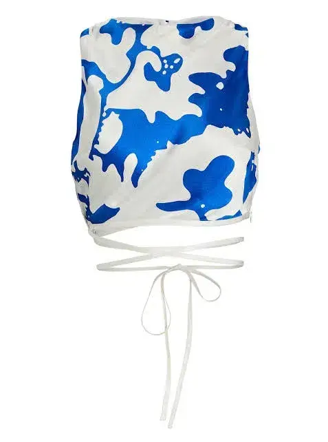 Sir the Label Esme Deconstructed Top in Blue/White Print Size 1 /Au 8 - Image 3