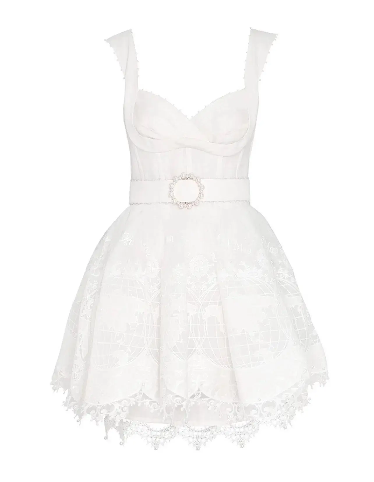 Zimmermann High Tide Embroidered Mesh Mini Dress in Ivory Size 0 / Au 8 - Image 4
