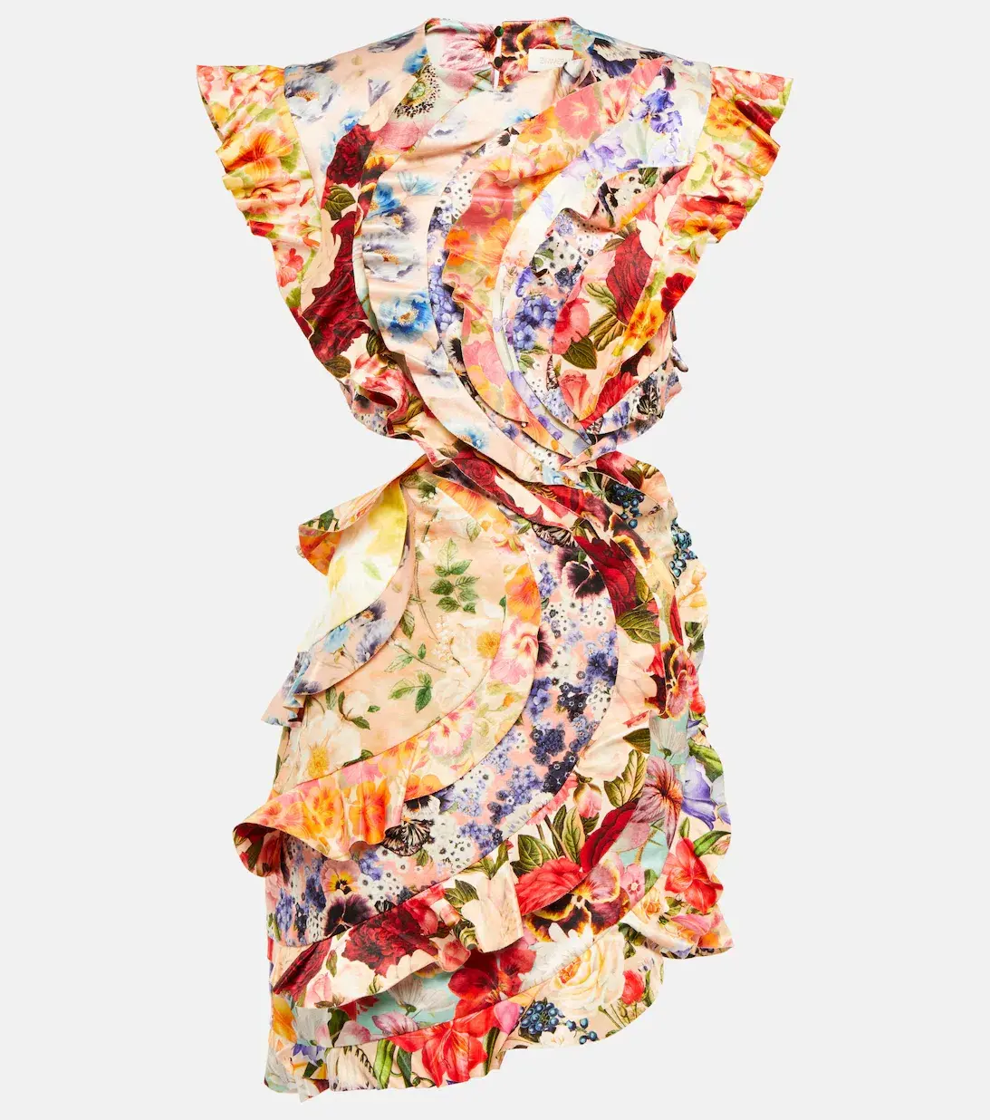 Zimmermann Wonderland Frill Mini Dress Multi Floral Size 0/Au 8 - Image 5