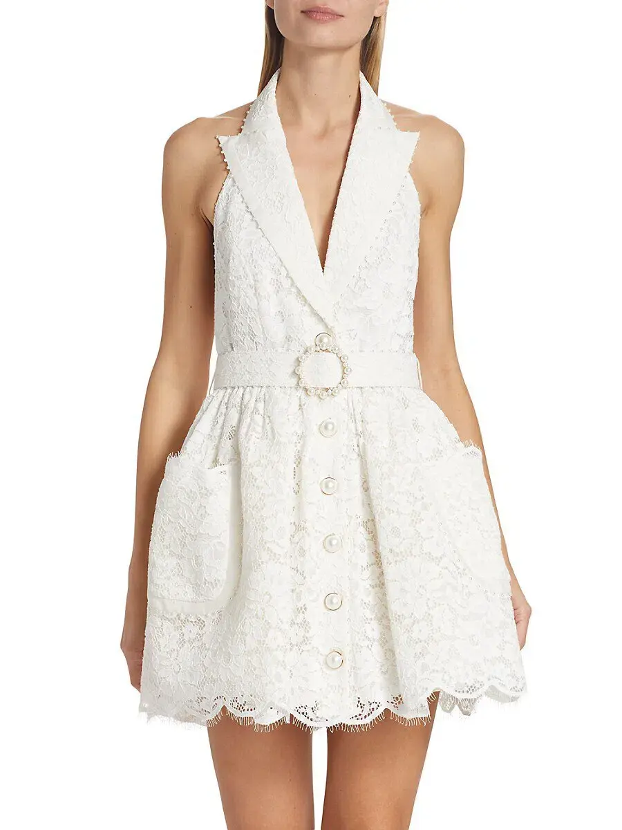 Zimmermann High Tide Tuxedo Mini Dress White Size 1 / AU 10  - Image 3