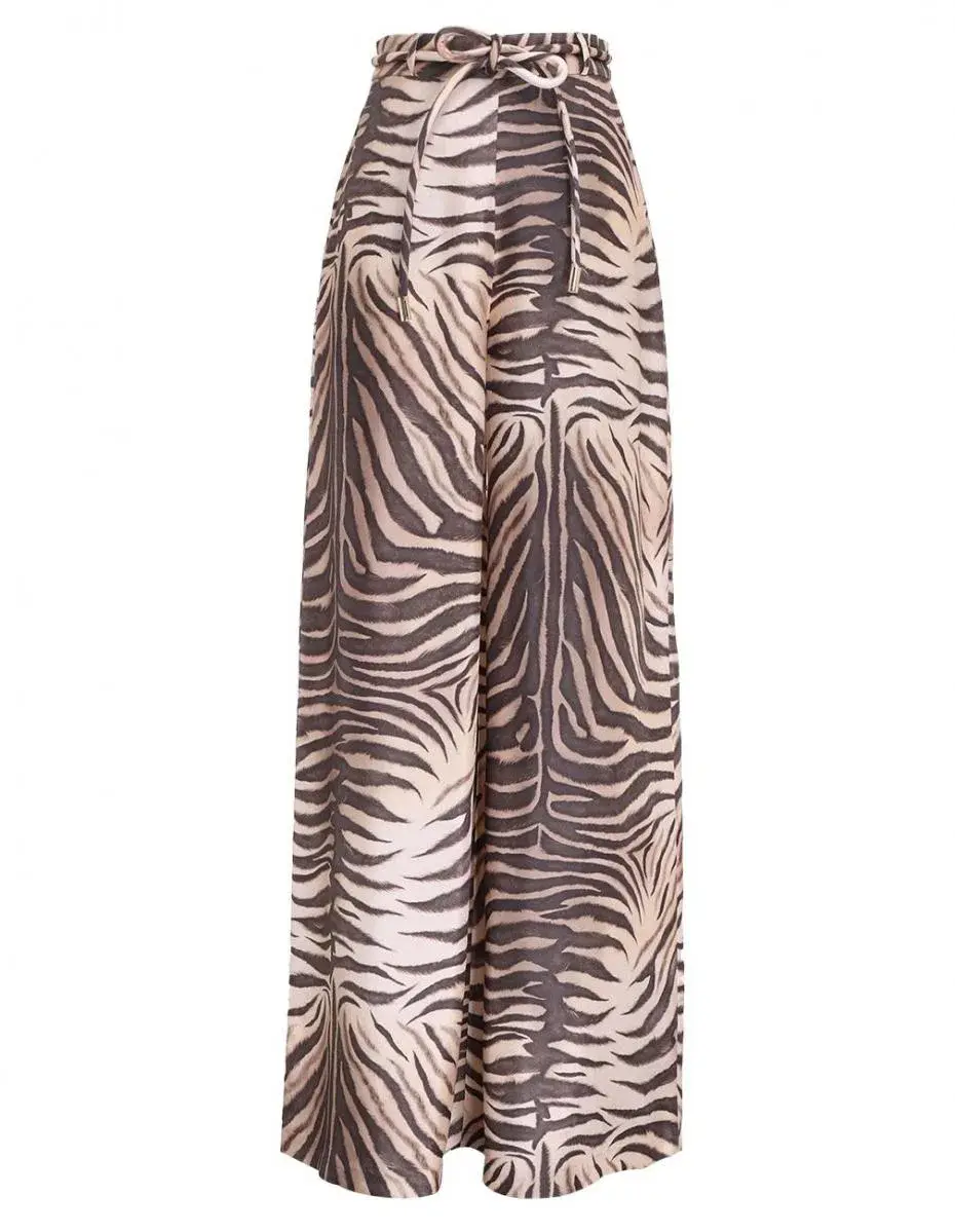 Zimmermann Luminous Smock Top and Wide Leg Pants Set Zebra Print Size 1 / AU 10 - Image 2