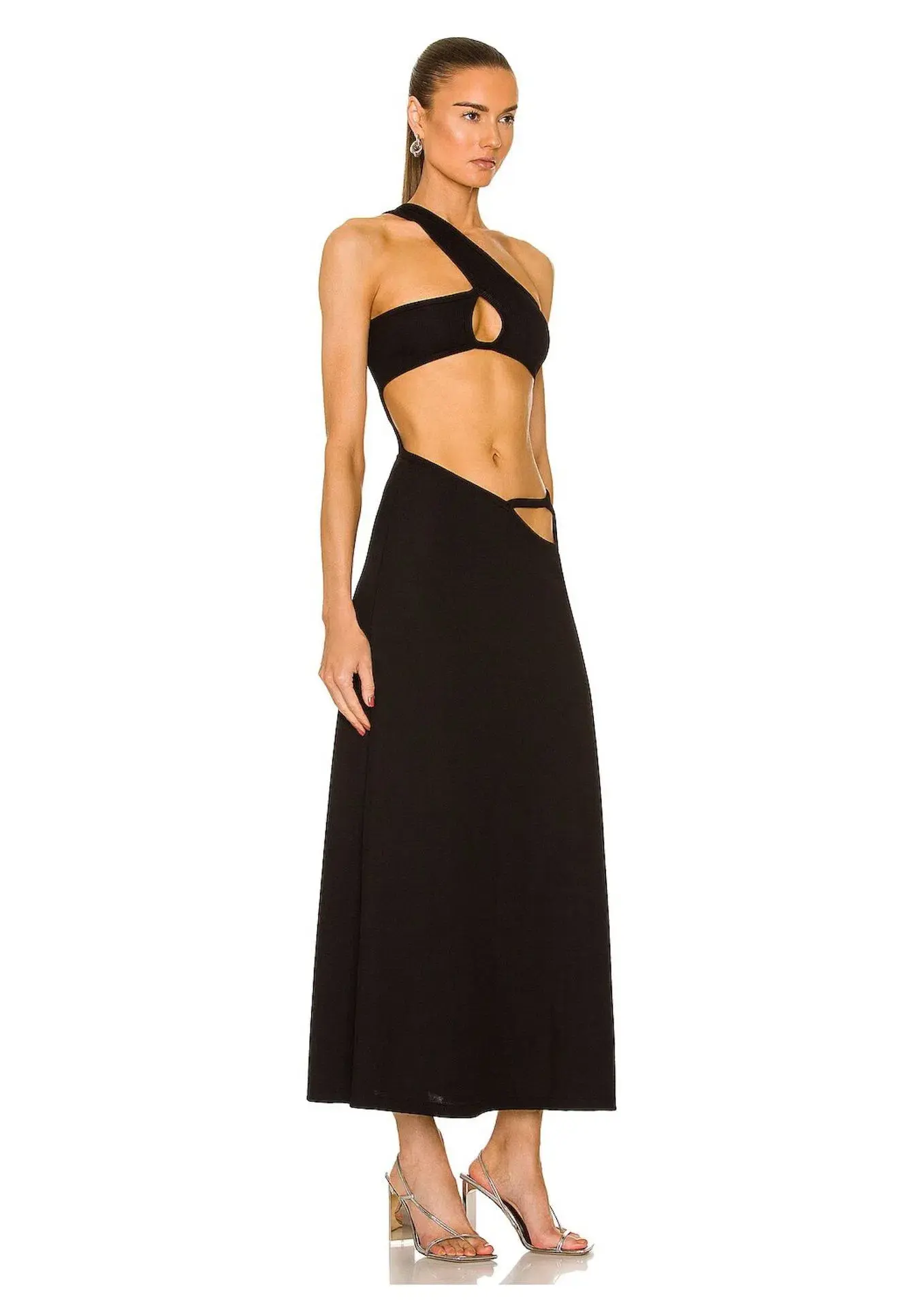Christopher Esber Looped Torso Rib Maxi Dress Black Size 6 - Image 1
