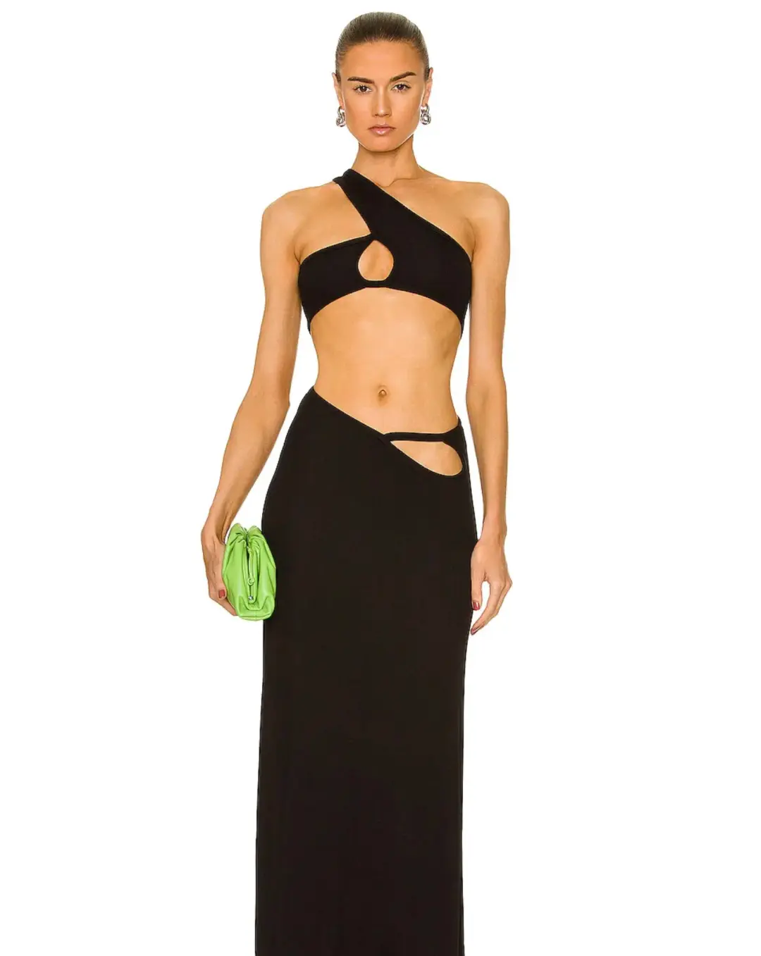 Christopher Esber Looped Torso Rib Maxi Dress Black Size 6 for rent on The Volte - main image