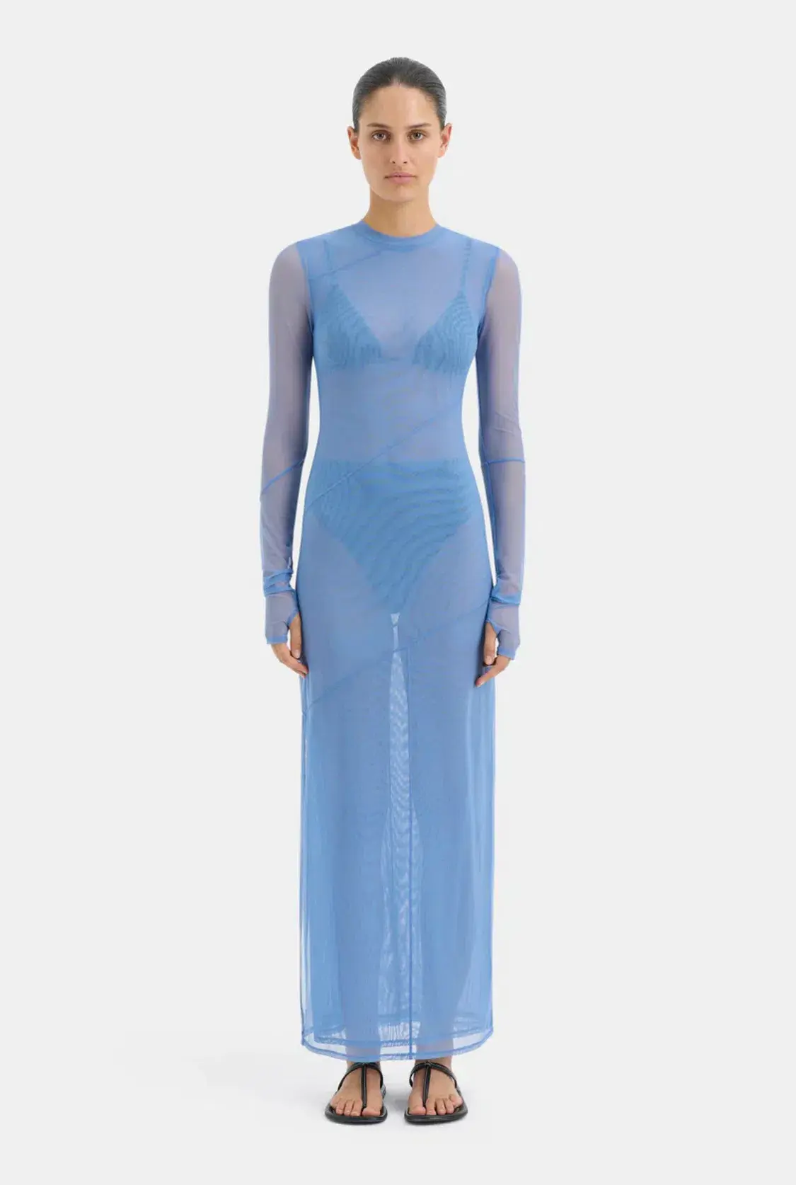 Sir the Label Jacques Mesh Panelled Midi Dress Blue Size 2 / AU 10 - Image 1