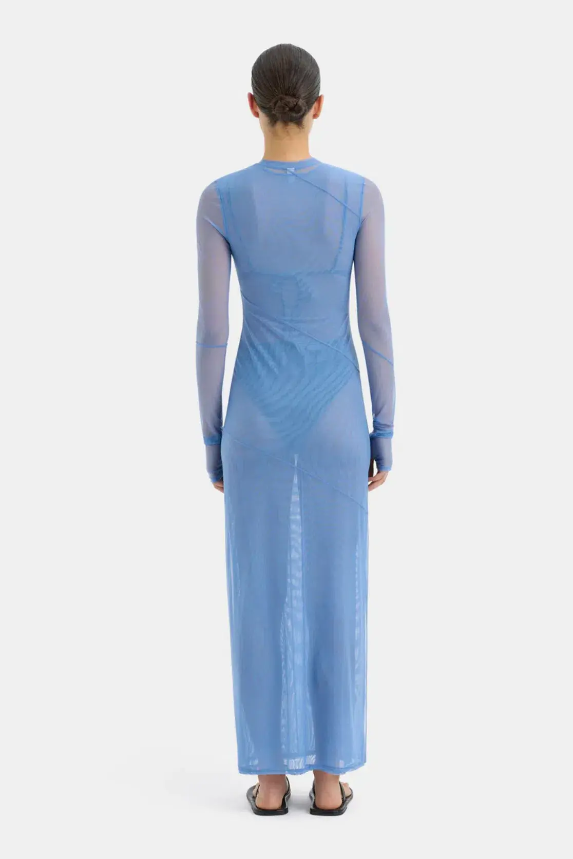 Sir the Label Jacques Mesh Panelled Midi Dress Blue Size 2 / AU 10 - Image 3